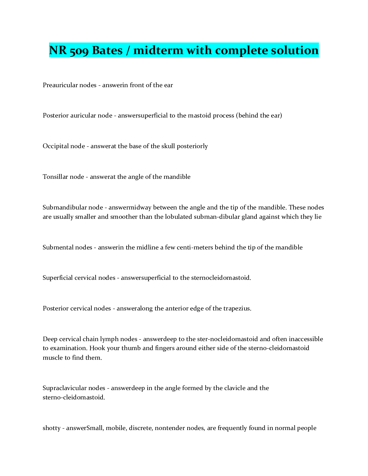 Preview image of NR 509 Bates / midterm with complete solution document